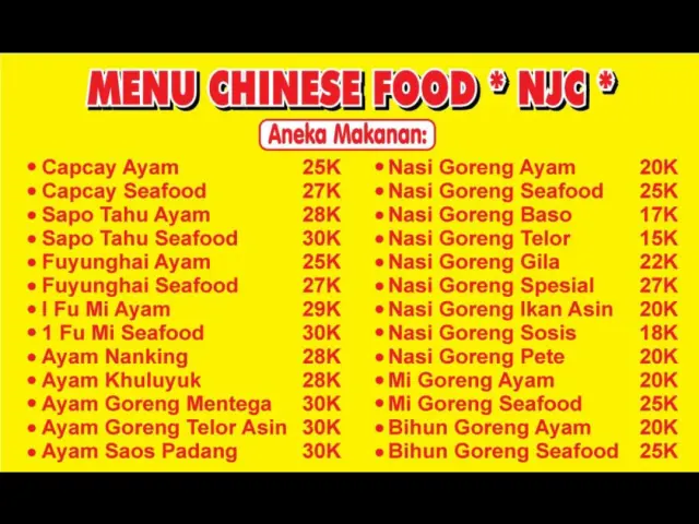 Gambar Makanan Chinese Food NJC 5