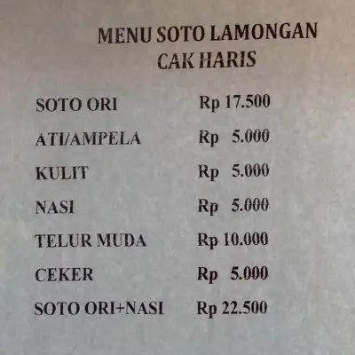 Soto Lamongan Asli Cak Haris