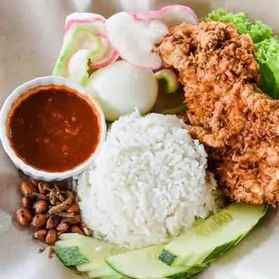 nasi lemak chicken chop mokteh