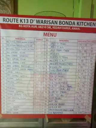 Route K13 D'Warisan Bonda Kitchen