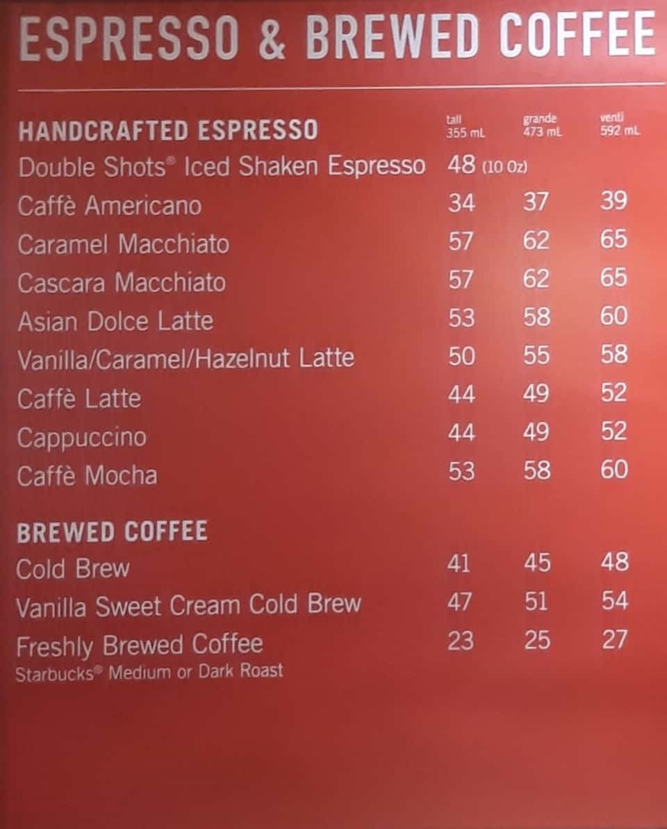 Harga Menu Starbucks Coffee Terbaru 2022-2023 Di Jakarta,Jakarta