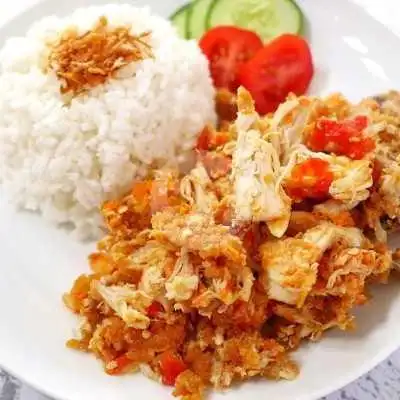 Gambar Makanan Ayam Geprek Dan Oseng Mercon Yu Lastri, Foodcourt UGM 2