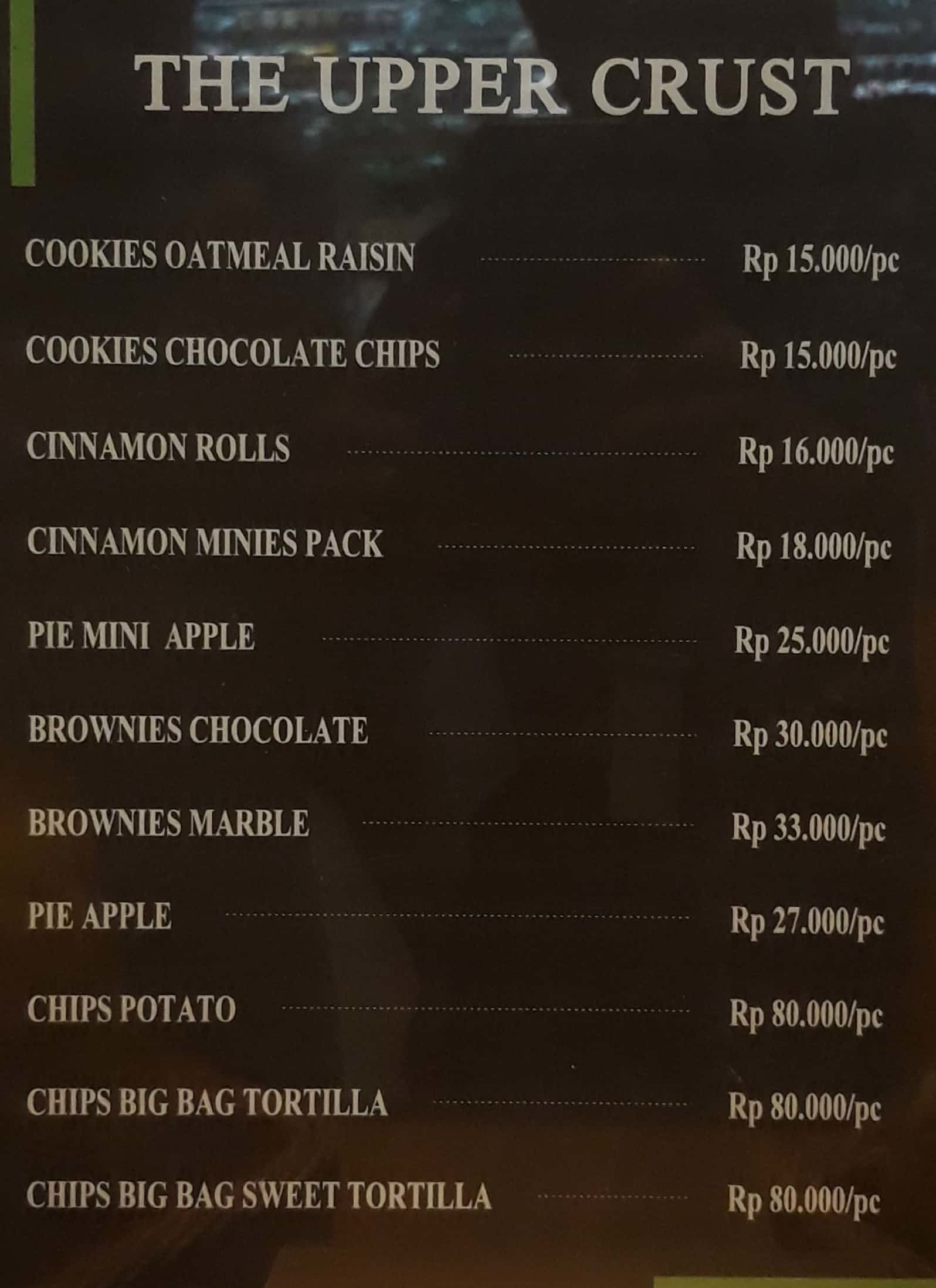 Harga menu The Upper Crust terbaru 20222023 di Jakarta,Jakarta