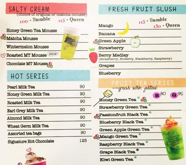 Bubble Bee Tea House Menu Price 2022-2023 Near Escario Central In Cebu City  | Yummyadvisor