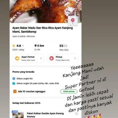 Ayam Bakar Madu & Rica Rica Ayam Kanjeng Mami