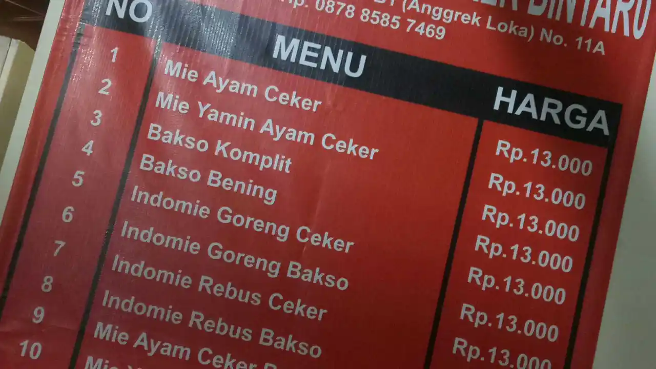 Mie Ayam Ceker Bintaro & Bakso Kotak