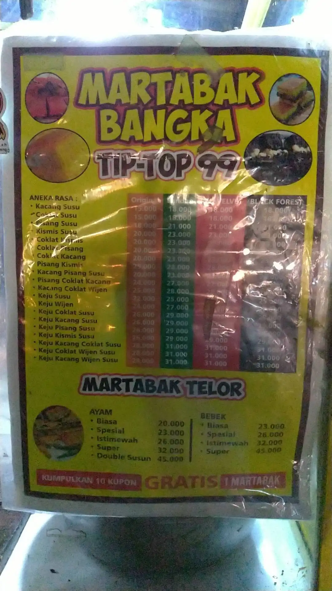 Martabak Bangka TIP-TOP 99 Telor dan Manis