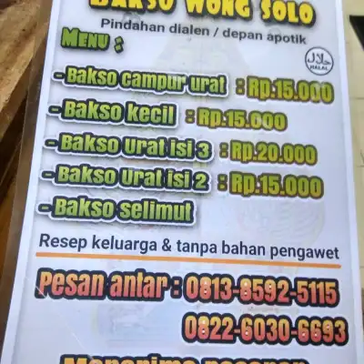 Bakso Sapi Asli Wong Solo