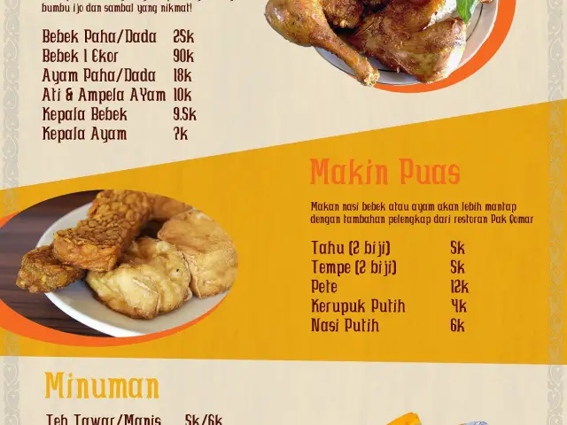 Gambar Makanan Pak Qomar - Bebek & Ayam Goreng 4