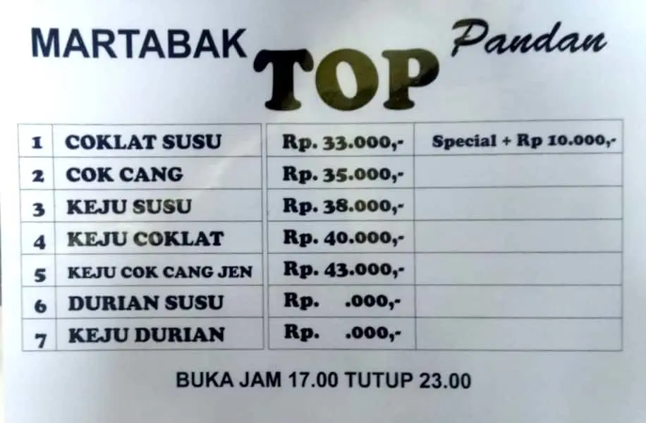 Martabak Bangka Pandan Wangi AAM 77