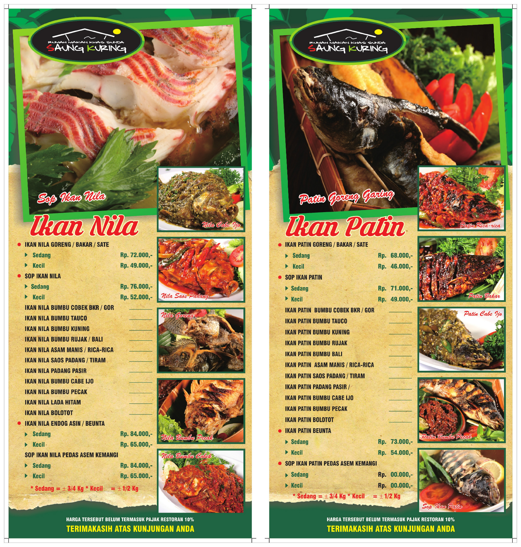 Harga Menu Saung Kuring Sundanese Restaurant Terbaru 2022-2023 Di Tanah ...