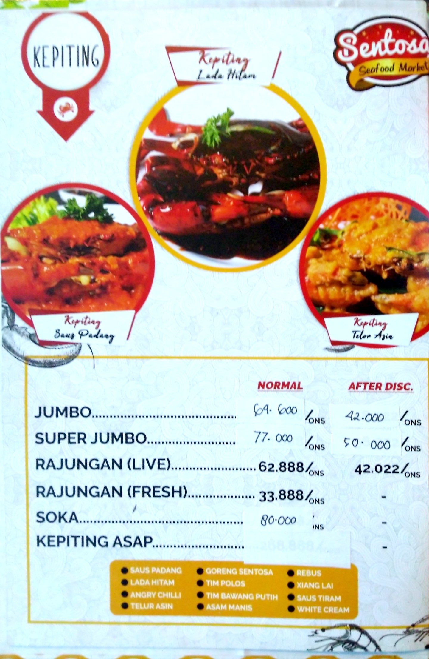 Harga menu Sentosa Seafood terbaru 20222023 di Surabaya,Surabaya