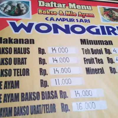 Bakso & Mie Ayam Campur Sari Wonogiri