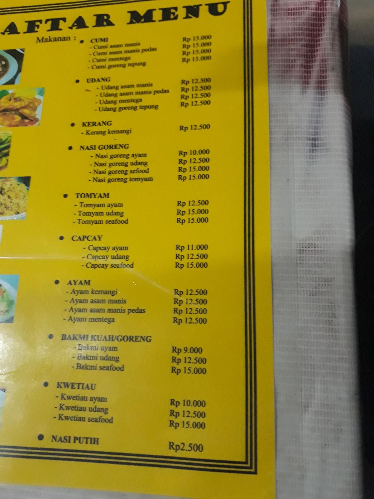 Harga menu Kedai Makan Kaki Lima Bang Joni Special Seafood terbaru 2022 ...