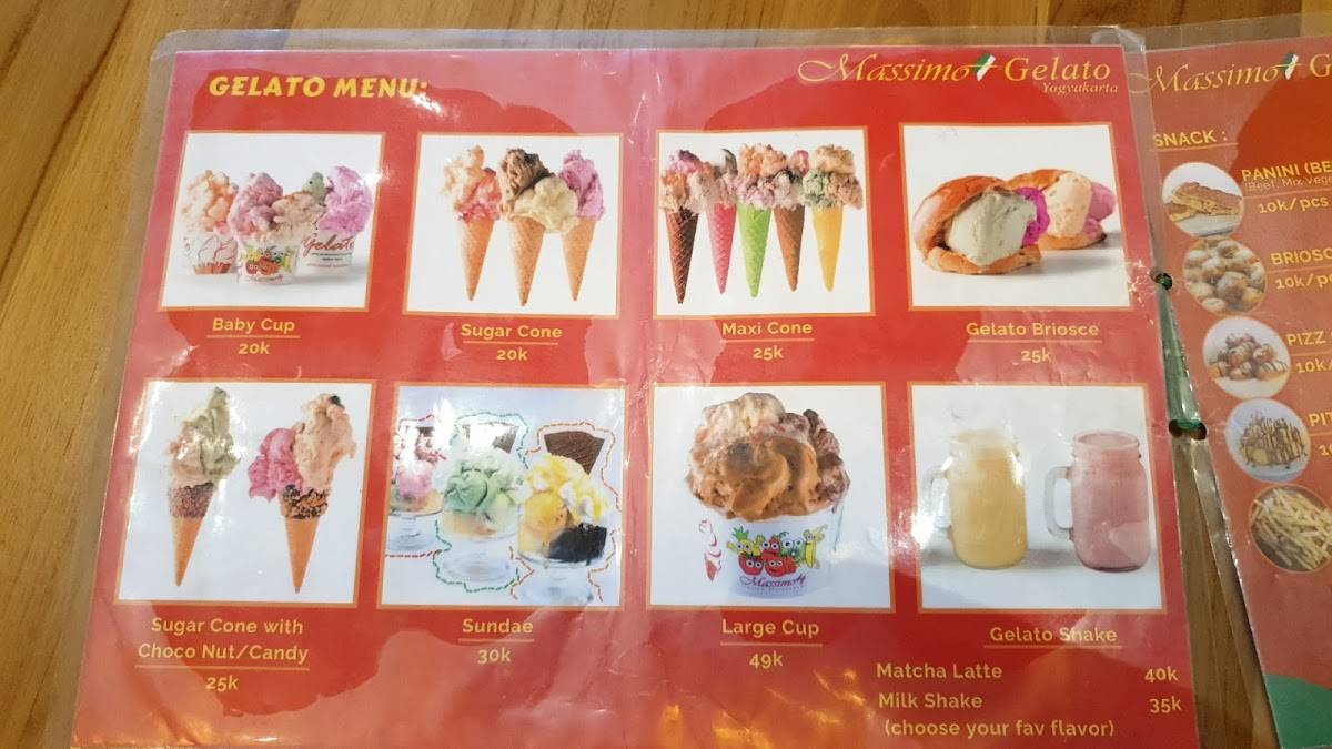 Harga menu Massimo Gelato Yogyakarta terbaru 20222023 di Kabupaten