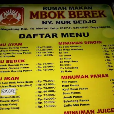 Rumah Makan Mbok Berek Ny. Nur Bedjo