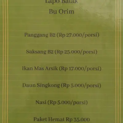 Masakan Medan Lapo Batak Bu Orim