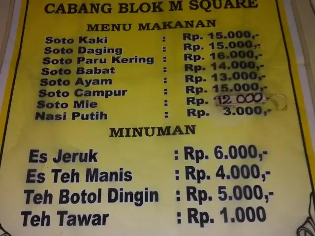 Gambar Makanan Soto Bogor Pak Ace LT. UG Blok M Square 4