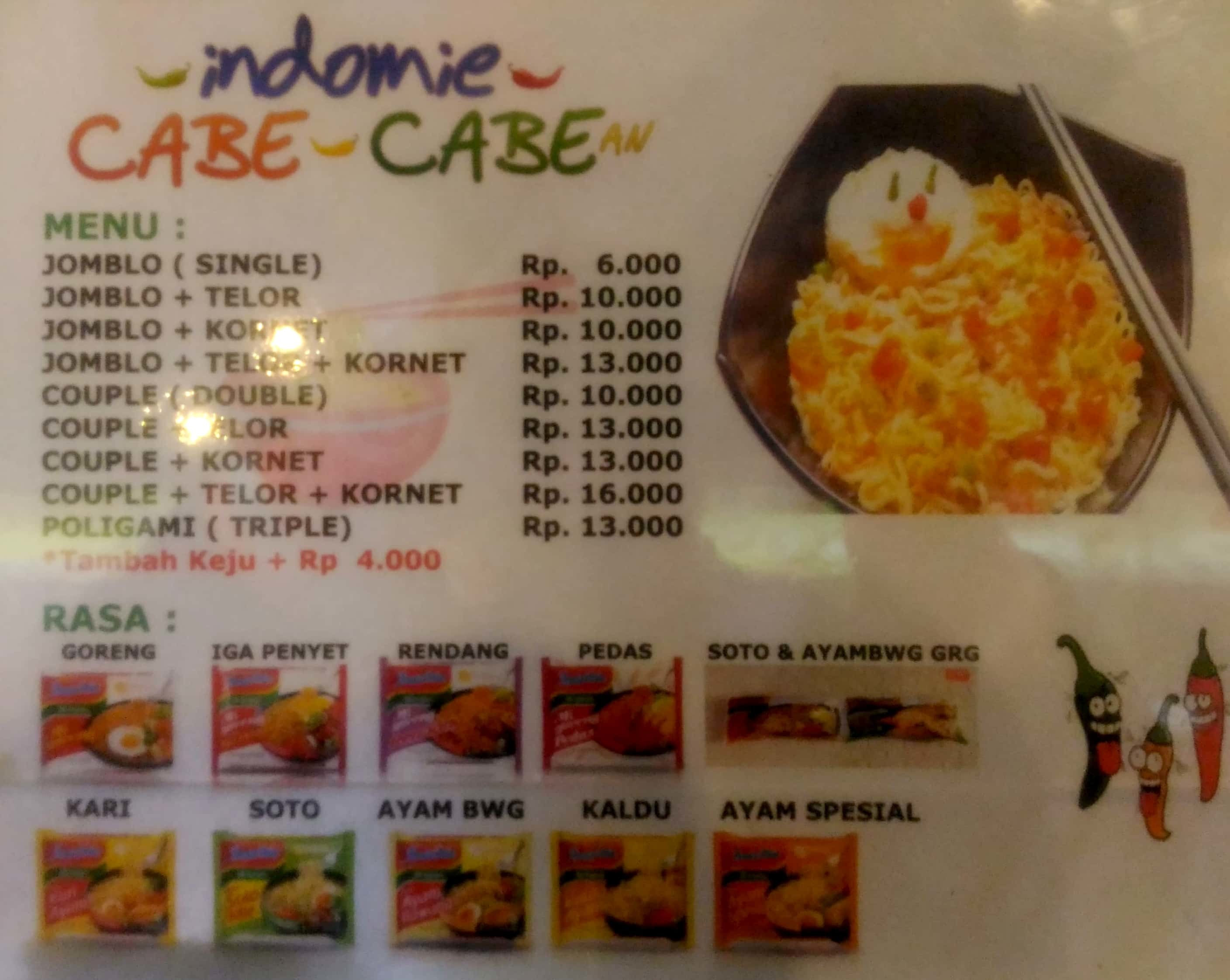 Harga Menu Indomie Cabe Cabean Terbaru 2022 2023 Di Jakarta Jakarta