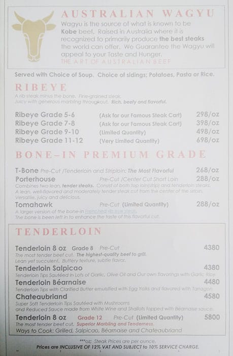 Melo's deals steakhouse menu