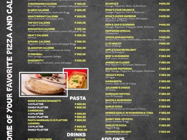 Ryan's Pizzarelli menu price 2022-2023 near Capitol Site in Cebu City ...