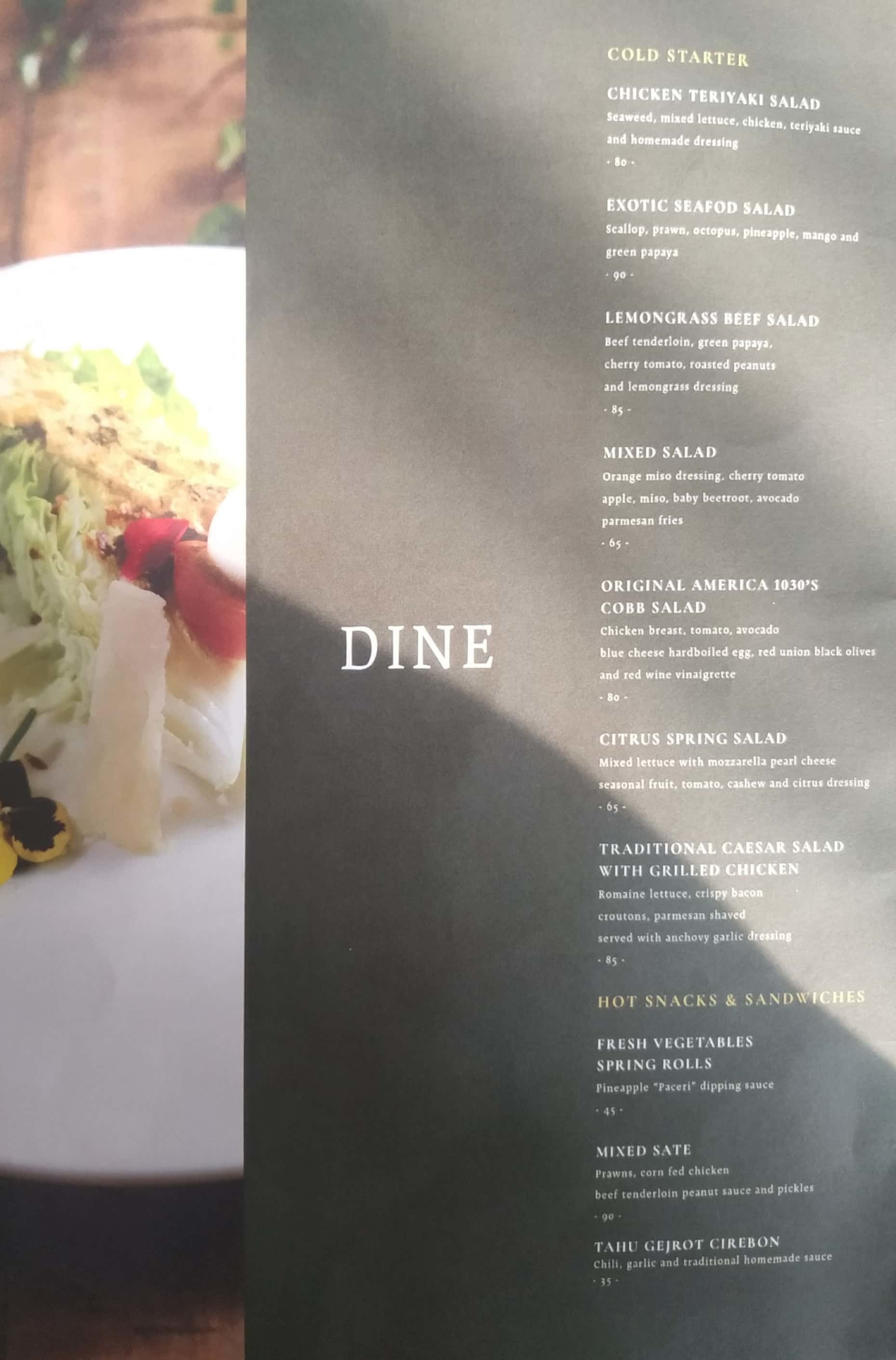 Harga menu Elisse Lounge terbaru 20222023 di Jakarta,Jakarta