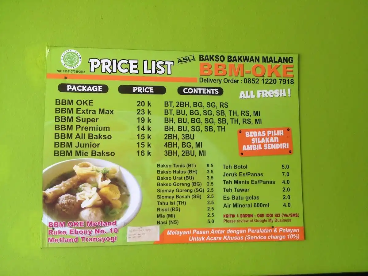 Bakso BBM OKE Metland Transyogi