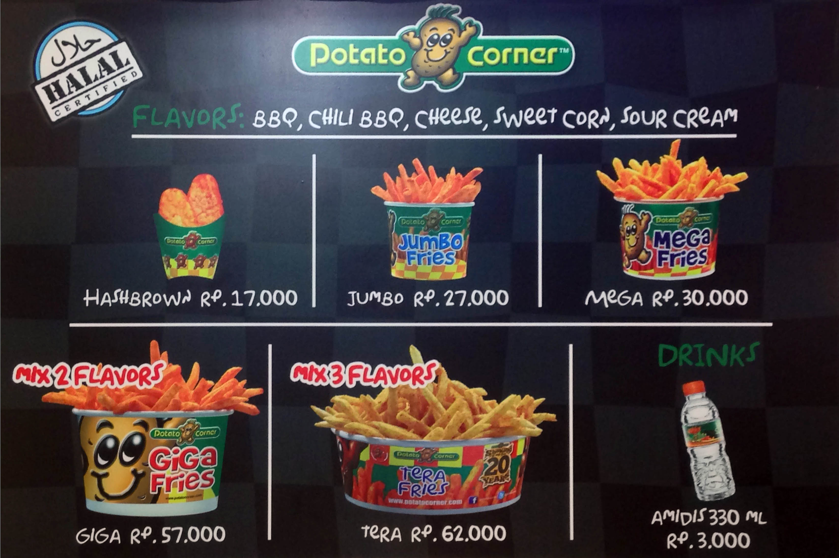 Harga menu Potato Corner terbaru 20222023 di Bandung,Bandung