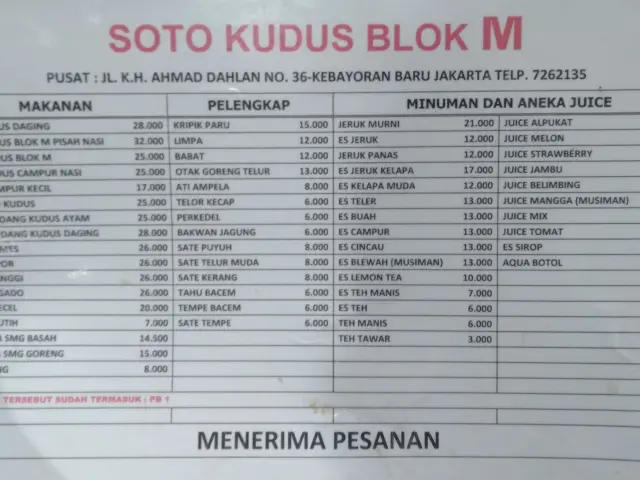 Gambar Makanan Soto Kudus Blok M 18