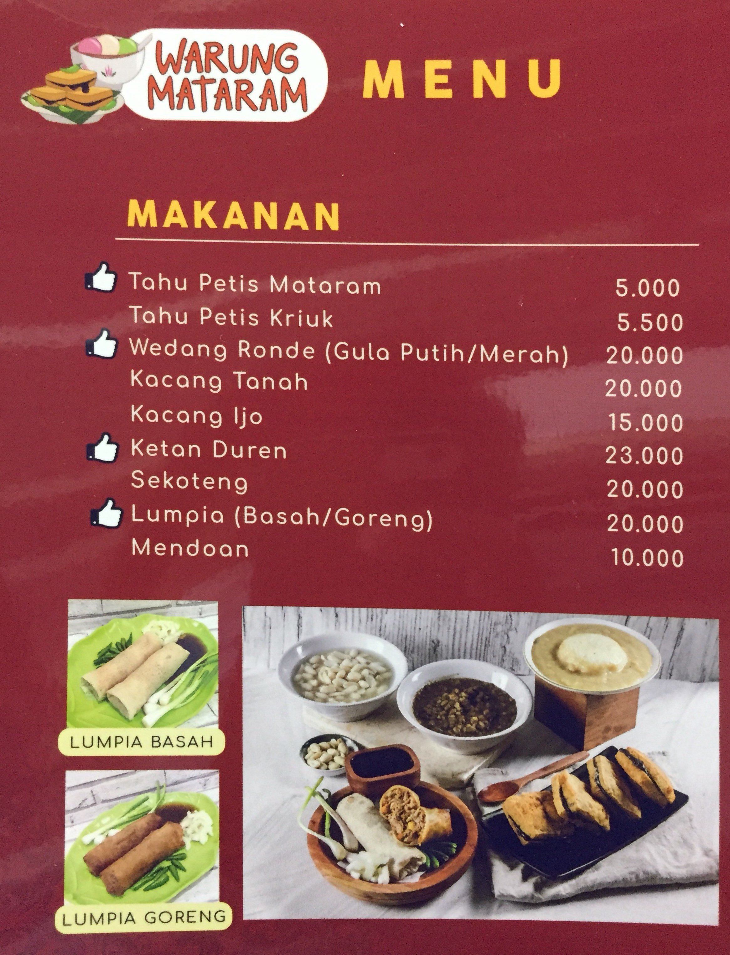 Harga Menu Warung Mataram Terbaru 2022 2023 Di Jakarta Jakarta