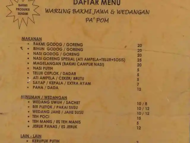 Warung Bakmi Jawa & Wedangan Pa'Pom