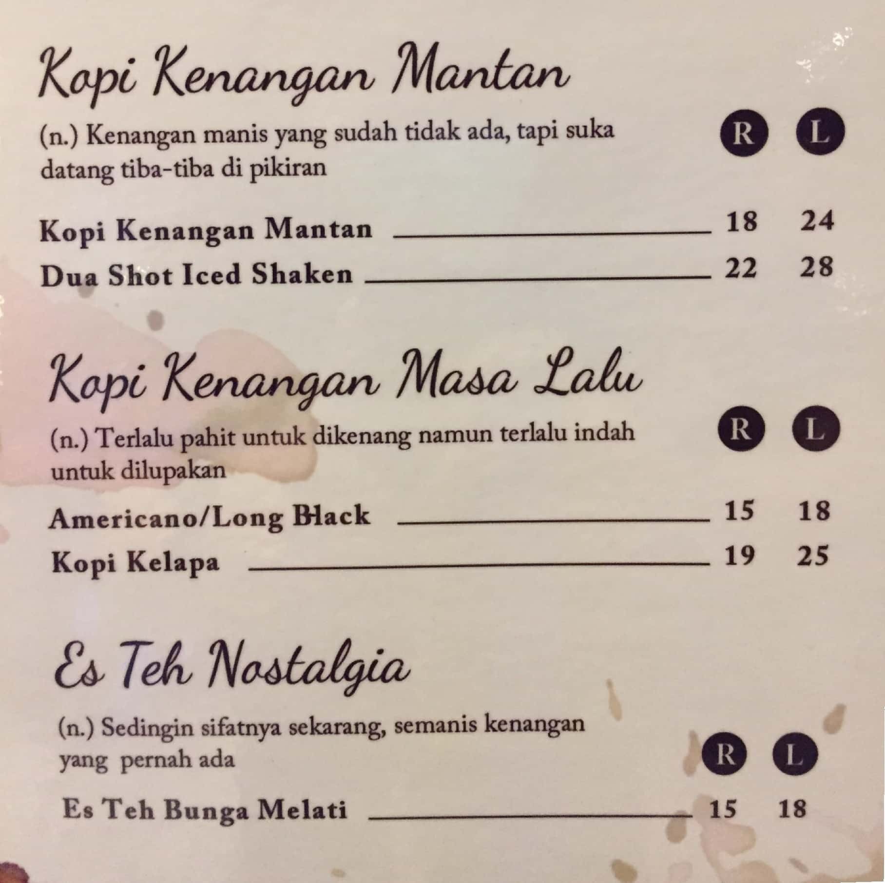 Kopi Ko Acung Menu