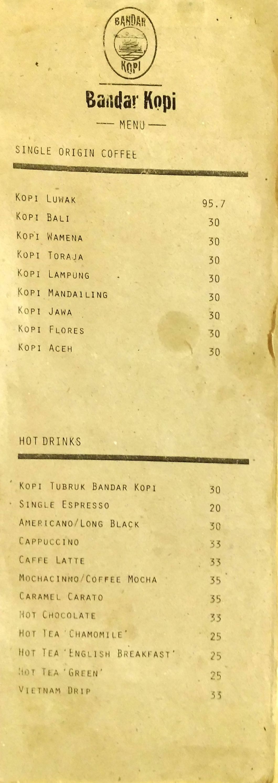 Harga menu Bandar Kopi Cafe terbaru 20222023 di Jakarta,Jakarta