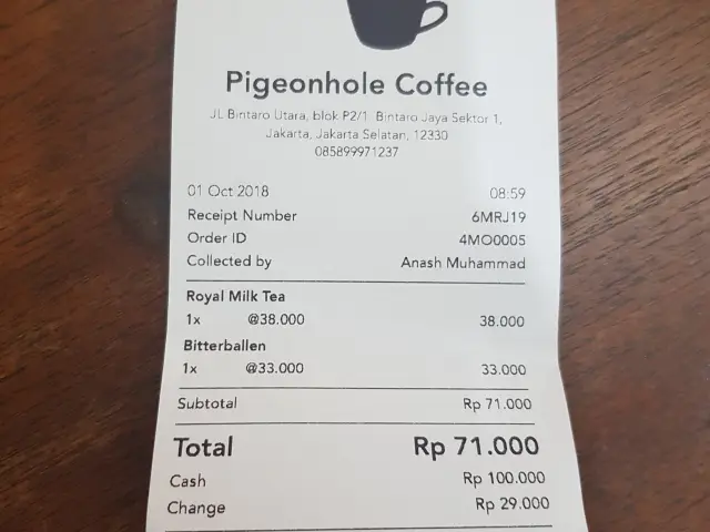 Gambar Makanan Pigeonhole Coffee 14