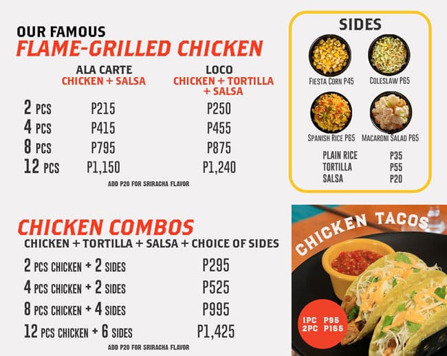 Compartir 120+ imagen el pollo chicken menu Thptletrongtan.edu.vn
