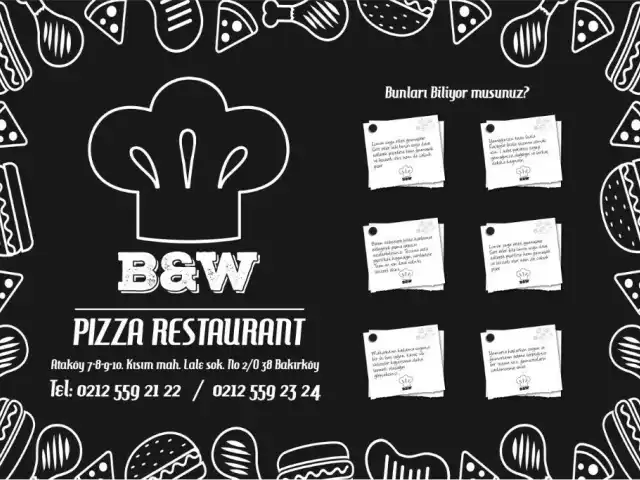 Black And White Pizza & Restaurant'nin yemek ve ambiyans fotoğrafları 3