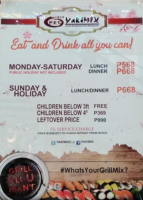 Yakimix menu price 20222023 near SM City Masinag in Antipolo