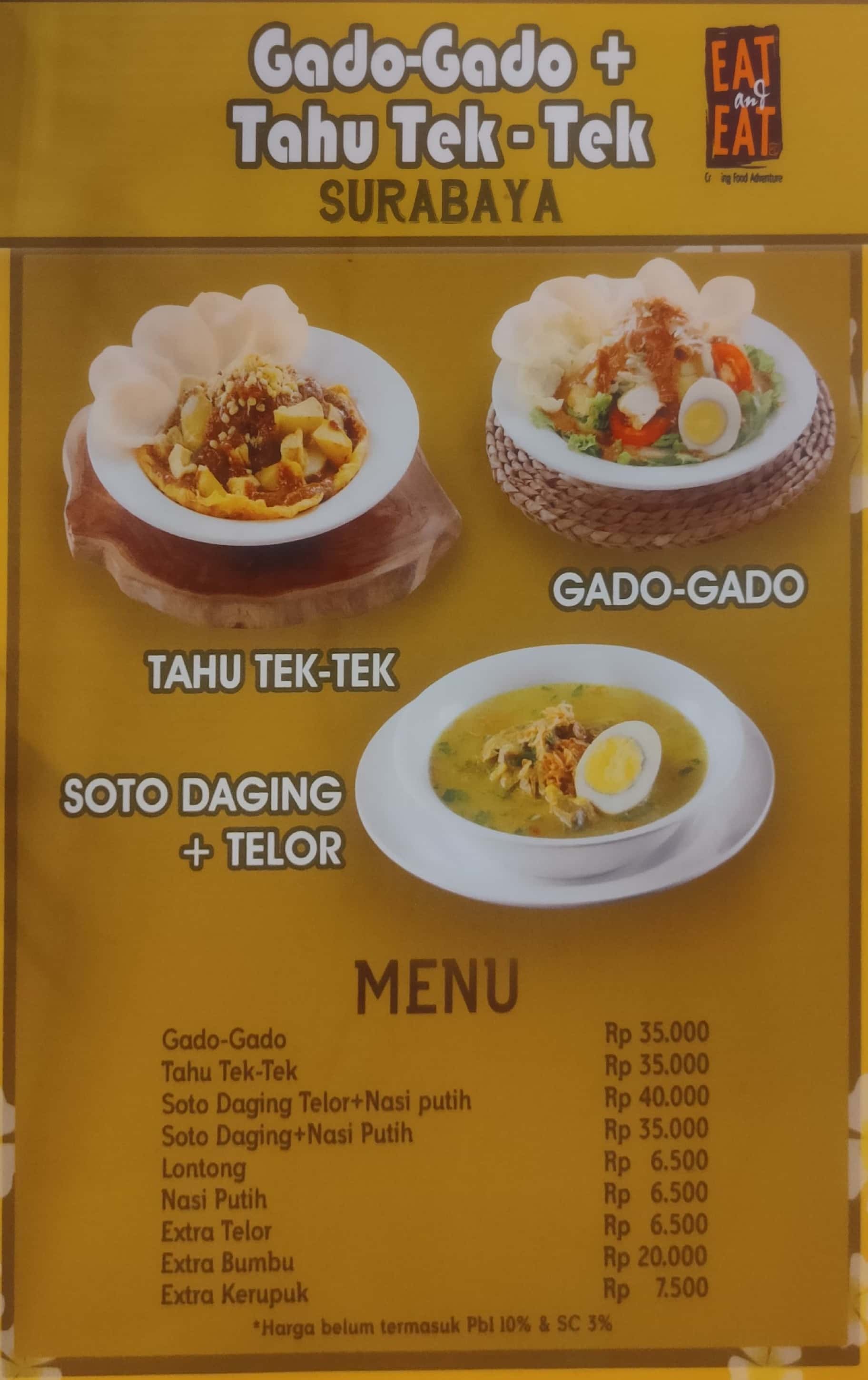 Harga Menu Gado Gado Tahu Tek Tek Surabaya Terbaru 2022 2023 Di Jakartajakarta