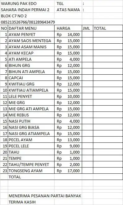 Gambar Makanan Warung Ayam Penyet Pak EDO 1