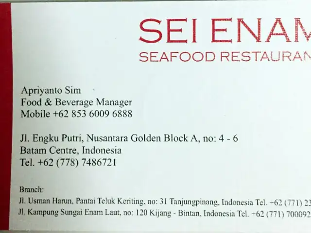 Gambar Makanan Restaurant Sei Enam Seafood Batam 14