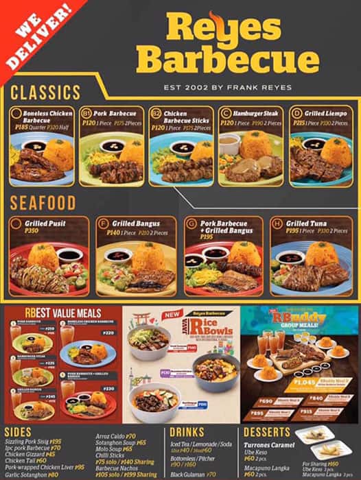 Reyes Barbecue menu price 20222023 near SM City Santa Rosa in Santa