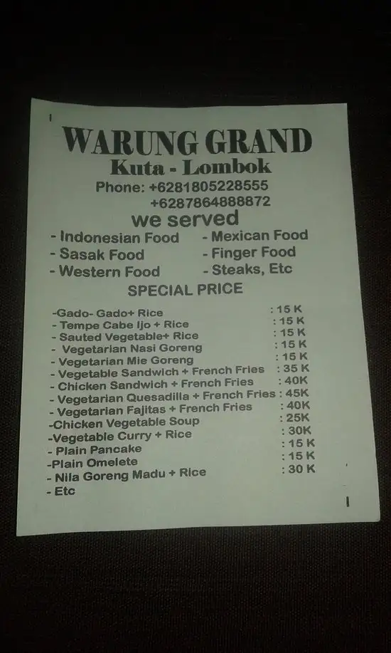 Warung Grand Kuta Lombok