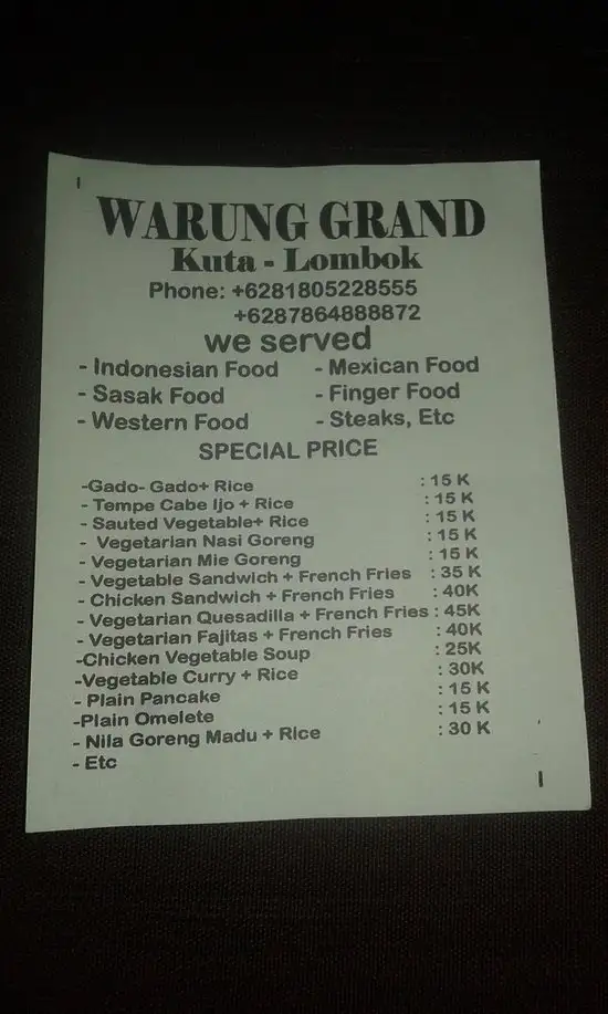 Gambar Makanan Warung Grand Kuta Lombok 1