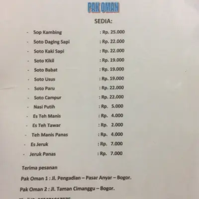 Kedai Soto Betawi Pak Oman