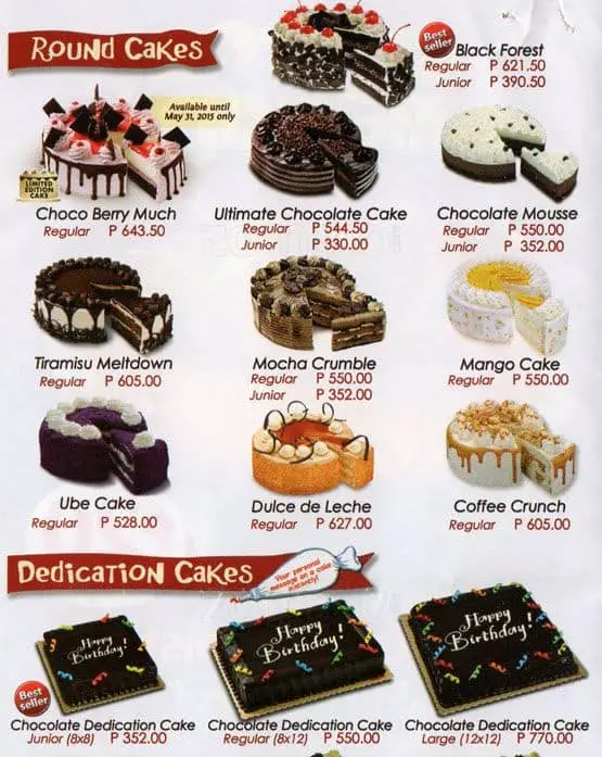 Red Ribbon Bake Shop menu price 20222023 near Loyola Heights in Quezon