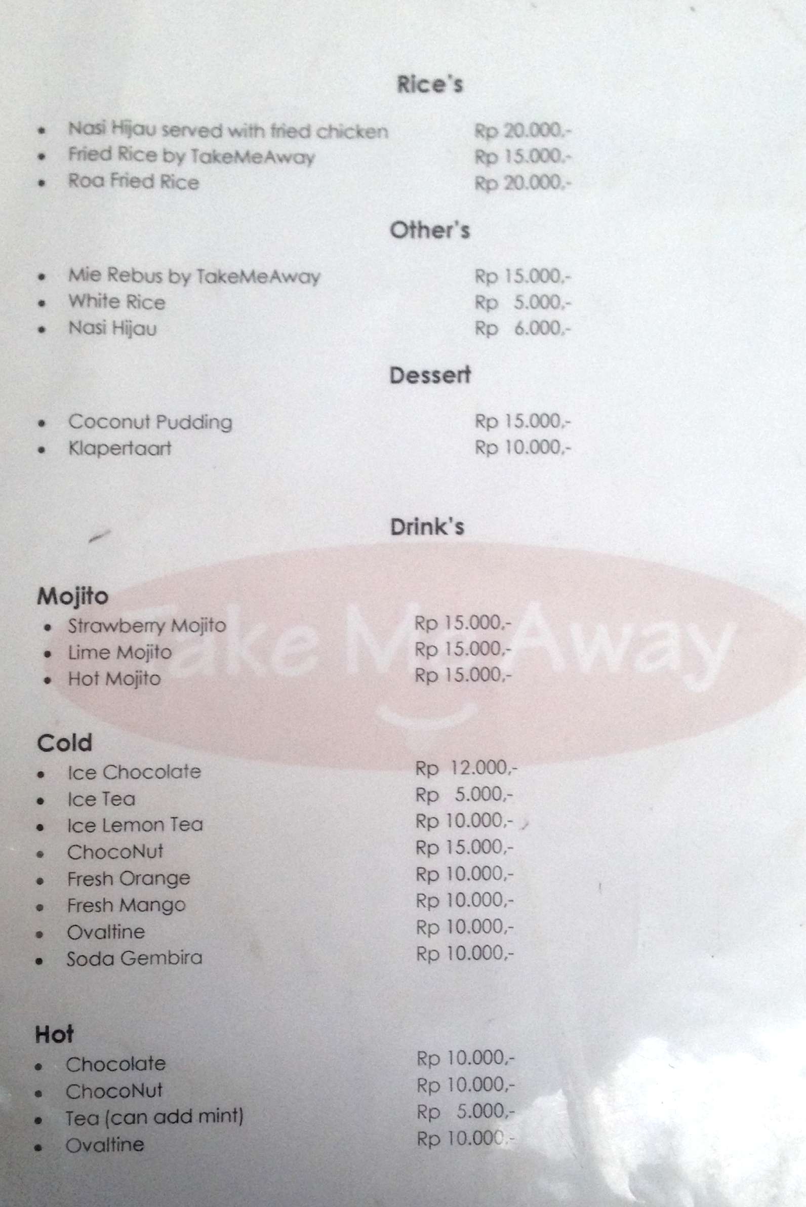 Take Me Away terdekat Restoran dan Tempat Makan Barat terdekat di Jakarta