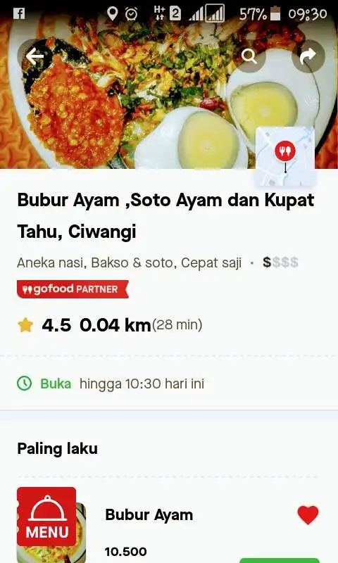 Kupat tahu,Bubur Ayam garsela-Ciwangi.patokan samping gerbang griya ciwangi