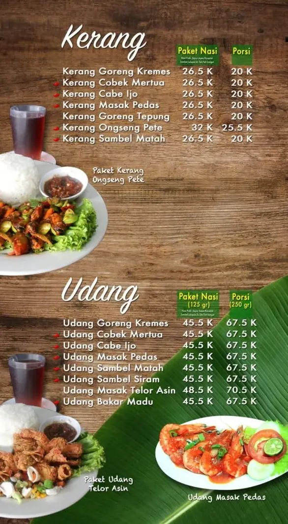 Harga menu Rumah Makan Kampung Kecil terbaru 2022-2023 di Bekasi,Bekasi