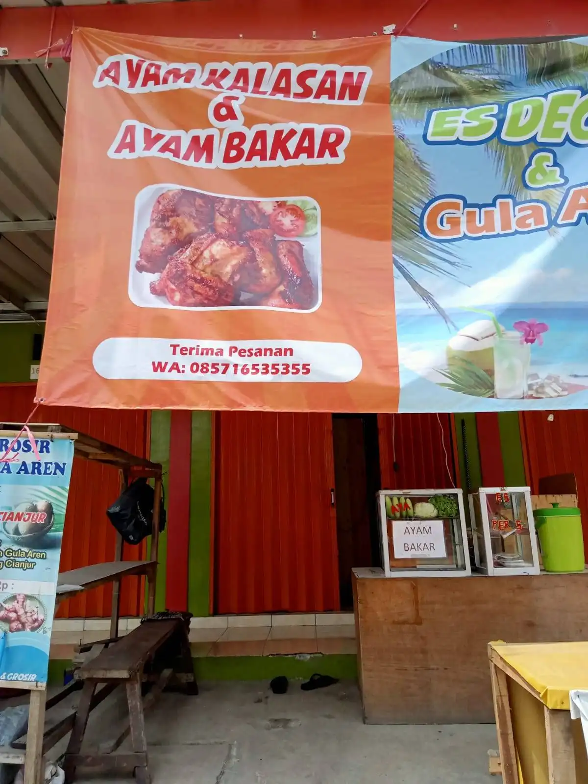 Ayam kalasan, ayam bakar dan gula aren Teh irma