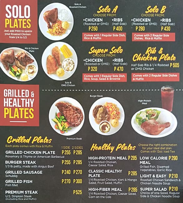 Kenny Rogers Roasters Menu Price 2022-2023 Near Taguig In Taguig ...